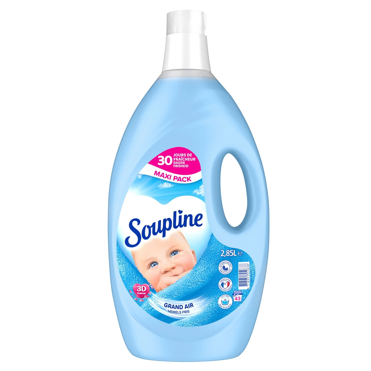 🧴 LOT DE 100 SOUPLINE ADOUCISSANT GRAND AIR 2,85L - DestockPro